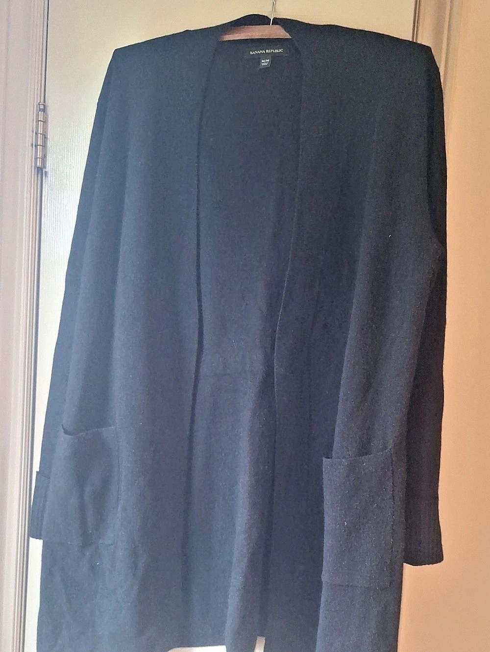 Banana Republic Black Tie-front, Marino Wool Blend Cardigan Size Medium